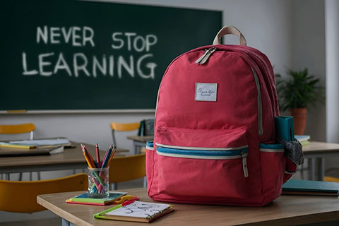 Klassenzimmer, Schultafel, Rucksack